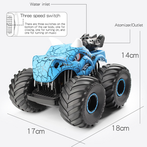Monster Truck Dinosaurio con función de pulverización y acrobacias 360°